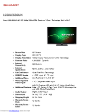 Sharp LC60LE830UN Brochure