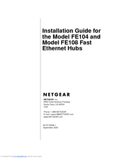 Netgear FE108 - Hub - Stackable Installation Manual