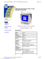 Elo TouchSystems 1725C Series Specification Sheet