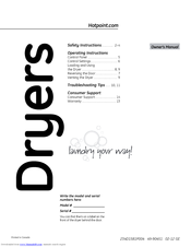 Hotpoint DuraDrum HTDX100EMWW Use And Care Manual