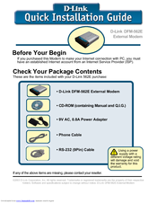 D-Link DFM-562E - 56 Kbps Fax Quick Installation Manual