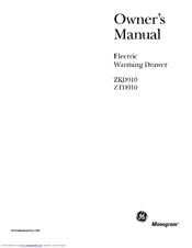 Ge Monogram ZKD910 Owner's Manual