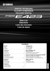 Yamaha PSR-E423 Data List