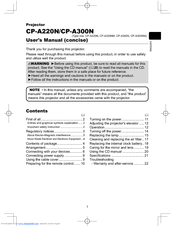 Hitachi CP-A300NM Concise User Manual
