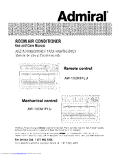 Admiral AW-10CM1FLU Use And Care Manual