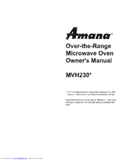 Amana MVH230 Series Owner's Manual