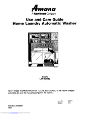 Amana LW8463W Use And Care Manual