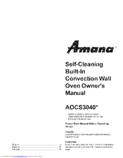 Amana AOCS3040 Series Owner's Manual