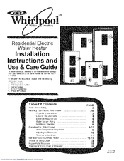 Whirlpool E1F19LS015V Installation And Use Manual