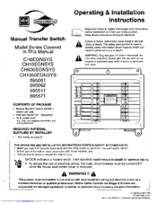 Briggs & Stratton 695571 Series Operating & Installation Instructions Manual