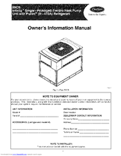 Carrier Infinity 50CR024 Owner's Information Manual