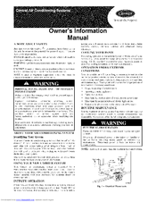 Carrier 24ACA Owner's Information Manual