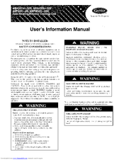 Carrier 48HJ020-028 User's Information Manual