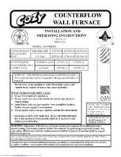 COZY CF343C-H and Installation And Operating Instructions Manual