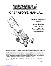 Yard-Man 12A-999R402 Operator's Manual