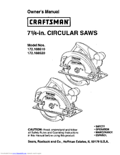 Craftsman 172.108510 Owner's Manual