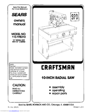 Craftsman 113.198310 Owner's Manual