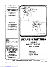 Craftsman 113.298090 Owner's Manual