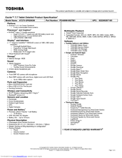 Toshiba AT275-SP026GM Specifications