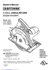 Craftsman 315.108400 Owner's Manual
