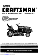 Craftsman 917.258481 Owner's Manual