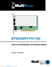 Multitech Zpx Multimodem MT5634ZPX-PCI-V92 User Manual