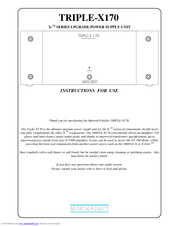 Musical Fidelity TRIPLE-X170 Instructions For Use Manual
