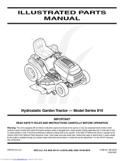 MTD 810 series Parts Parts Manual