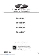 Field Controls FC155HRV Operation and Operation And Installation Manual