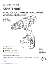 Craftsman 315.114480 Operator's Manual