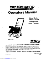 Yard Machines E152 Operation Manual