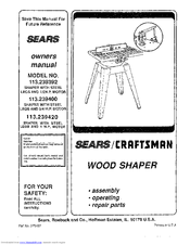 Craftsman 113.239392 Owner's Manual