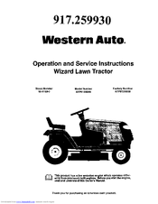 Western Auto Western Auto 917.259930 Operation and Operation And Service Instructions Manual