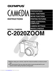 Olympus C-2020ZOOM - CAMEDIA - Digital Camera Instructions Manual