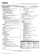 Toshiba Satellite P305-S8854 Specification Sheet