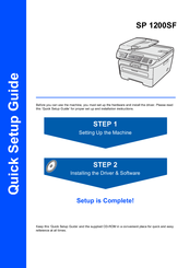 Ricoh SP 1200SF Quick Setup Manual