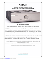 Musical Fidelity AMS35i ANTONY MICHAELSON Istruzioni D'uso