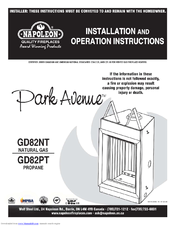 Napoleon PARK AVENUE GD82NT Installation And Operation Instructions Manual