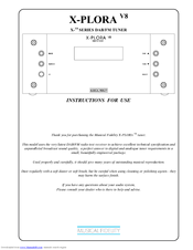 Musical Fidelity X-PLORA V8 Instructions For Use Manual