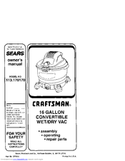 Craftsman 113.170170 Owner's Manual