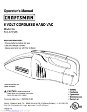 Craftsman 315.177520 Operator's Manual