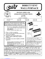 Cozy DVCF557B Direct Vent Counter Flow Wall Furnaces, 55000 BTU:  : Tools & Home Improvement