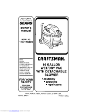 Craftsman SEARS 113.170370 Owner's Manual