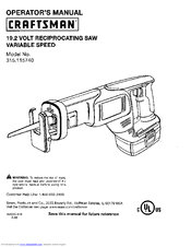 Craftsman 315.115740 Operator's Manual