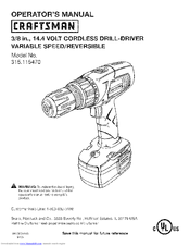 Craftsman 315.115470 Operator's Manual