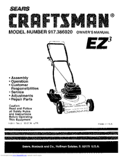 Sears Craftsman EZ3 917.386020 Owner's Manual