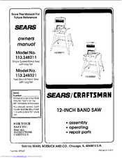 Craftsman 12" Bandsaw Operators Manual 113.247410 