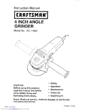 Craftsman 172.11502 Instruction Manual
