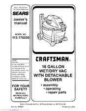 Craftsman 113.170330 Owner's Manual