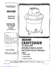 Sears Craftsman 113.179490 Owner's Manual